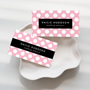 Tarjeta De Visita Puntos De Polka Rosa, Patrón De Punto De Polka, Pu