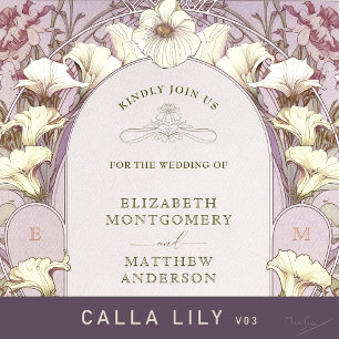 Invitación Con Relieve Metalizado Calla Lily Rosa Relieve metalizado dorado Invitaci