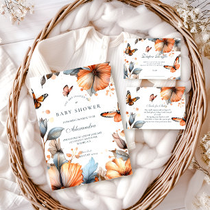Invitación Chorreado de Mariposa de Acuarela Baby Shower