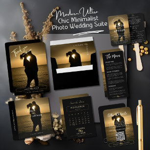 Tarjeta De Agradecimiento Moda moderna Boda de fotos personalizado mínimo