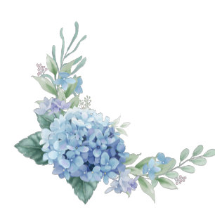 Pegatina Redonda Elegante Hydrangea Azul Floral Agradecimiento de B