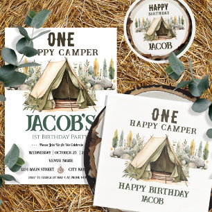 Invitación Un feliz cumpleaños de los niños de camper