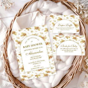 Tarjeta De Recepción Rifa de pañales de hojas de bosque neutro