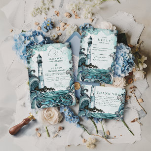 Invitación Boda de Olas de Faro Costero