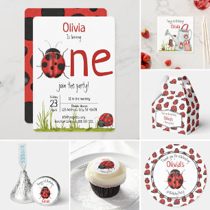 Invitación Cute Black Red Ladybug Pattern Primer Fiesta de cu