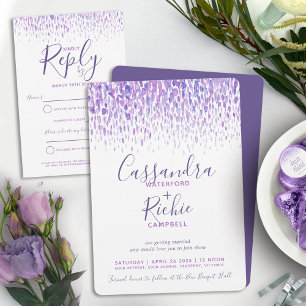 Invitación Magnética Boda de arte malva violeta en cascada