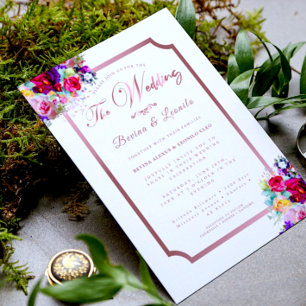 Invitación Sencillo guión floral rosa de coral elegante   Mod
