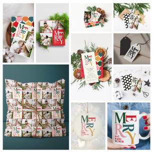 Tarjeta Festiva Tríptica Foto tradicional de la época de Navidad roja