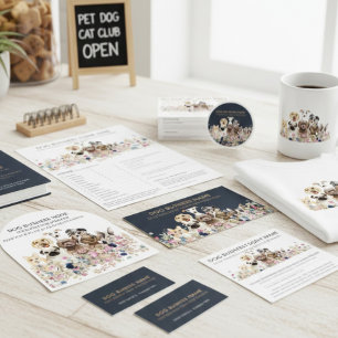 Delantal Navy Brown Cute Mascota Sitter Dog Groomer