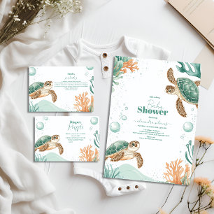 Invitación Baby Shower de tortuga marina cubana