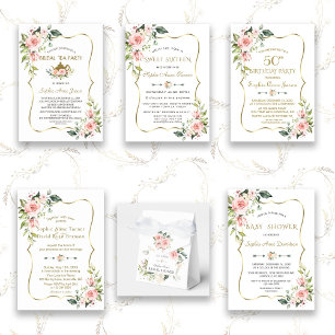 Invitación Rubor Floral Old Barn String ilumina después de ha