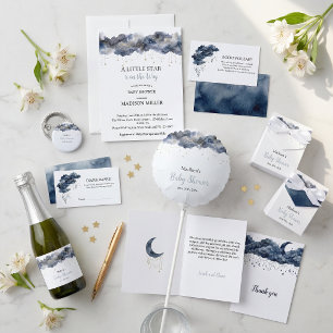 Agradecimiento de Baby Shower Nubes de Acuarela Ce