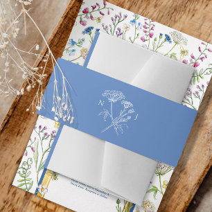 Tarjeta De Recepción Boda QR foto compartir monograma de flor silvestre
