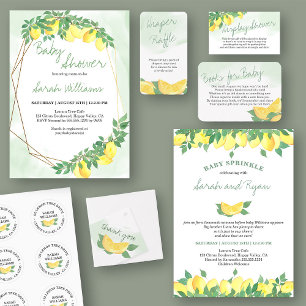 Invitación Citrus Lemons Gold Frame Wash Baby Shower