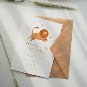 Invitación Baby Shower de Watercolor Cute Lion Kin