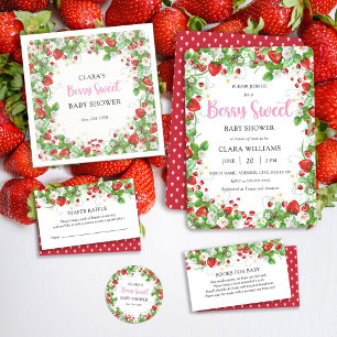 Invitación Strawberry Berry Sweet Square Baby Shower