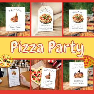 Invitación Pizza y Wine Night Modern Minimal