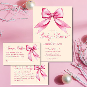Tarjeta De Agradecimiento Cinta de arco rosa bebé ducha linda elegante