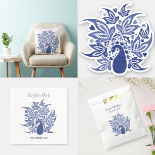 Servilleta De Papel Elegante boda Peacock azul y blanco personalizado