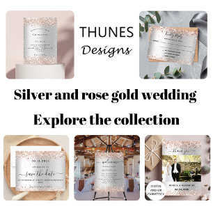 Silver rose gold sparkles wedding RSVP