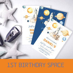 Invitación Cute Planetas del Espacio Ultraterrestre Niño Prim