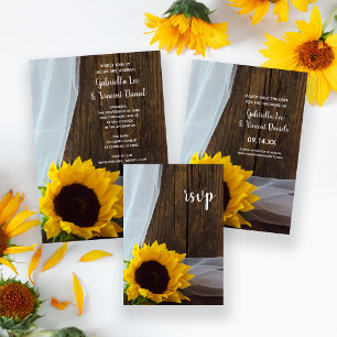 RSVP Boda de Madera Rústica Yellow Sunflower Barn