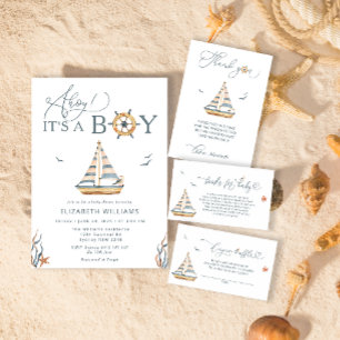 Invitación Ahoy es el Baby Shower de un chico náutico