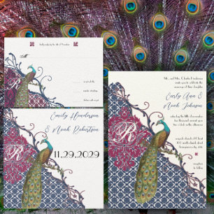 Invitación Cassis Purple Neo Lemon Peacock Peony Birjage
