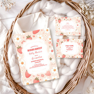 Invitación Whimsical Berry Sweet Pink Coquette Baby Shower