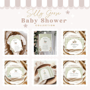 Tarjeta De Recepción Vintage Green Silly Goose Baby Shower Registry