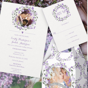 Invitación a la boda de mariscos de flores azules 