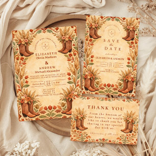 Tarjeta De Agradecimiento Boda de jardín occidental boho
