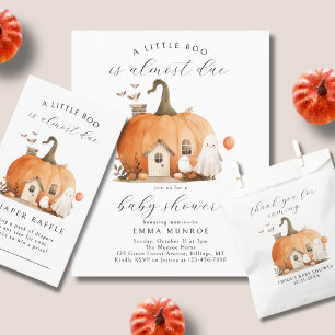 Pegatina Redonda Watercolor Fall Halloween Gracias Baby Shower