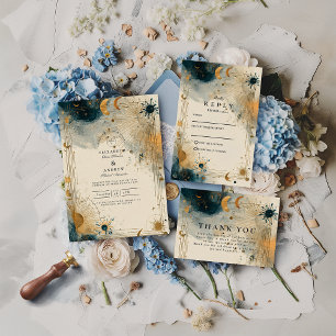 Tarjeta De Agradecimiento Boda Celestial de Medianoche