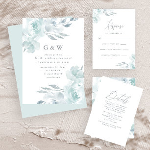 Invitación Hermosa cancelación de Boda de caligrafía azul