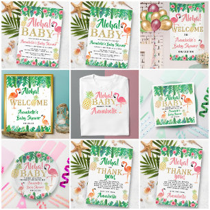 Invitación Baby Shower Tropical Summer Beach Luau Boys