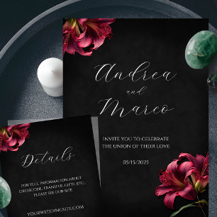 Invitación a la boda gótica floral Lily Dark