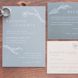 Invitación Sage Green Boho Modern Stenciled Floral Botanical