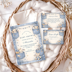 Invitación Pantalones Vaqueros Azules Vintage Amigos de Bolsi