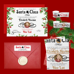 Hoja De Papel De Regalo Foto de certificado de la lista de Santa Niza