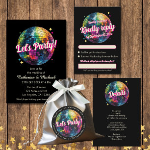 Pegatina Redonda Fiesta Retro Años 70 Bola de Disco Brillo Glam Bod