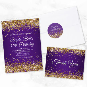 Posavasos Cuadrado De Papel Purpurina de oro Royal Purple 40 cumpleaños