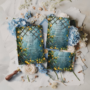 Tarjeta De Agradecimiento Boda de Jardín de Flor de Naranjo Turquesa