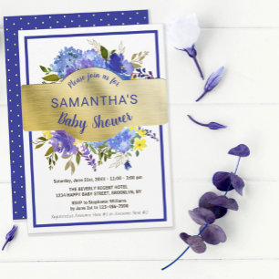 Lona Elegante bienvenida Baby Shower Purple Floral Gold