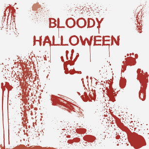 Plato De Papel Huella de Mano Ensangrentada Halloween Salpicada d