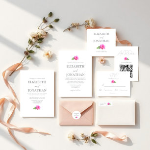 Pegatina Redonda Boda minimalista clásica de rosa rosa