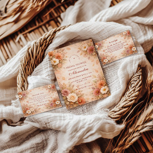 Invitación Ducha de Novia Floral de Otoño Cálido