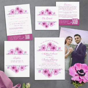 Invitación Repetición del boda de la acuarela floral de anémo