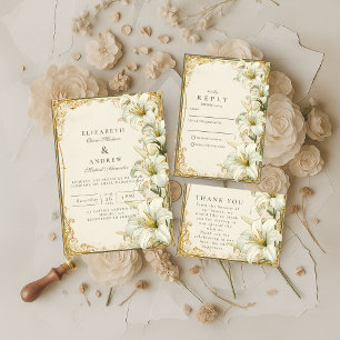 Invitación Boda de Lirio Blanco Elegante