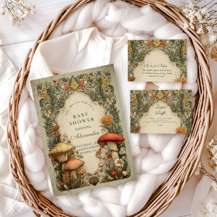 Servilleta De Papel Ducha de Bebé Floral de Hongos del Bosque Vintage